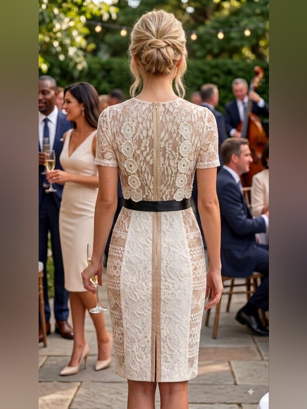 Beguile by Byron Lars Size 12 Ivory & Nude Anthropologie Mixed Lace Dress - Picture 3 of 13